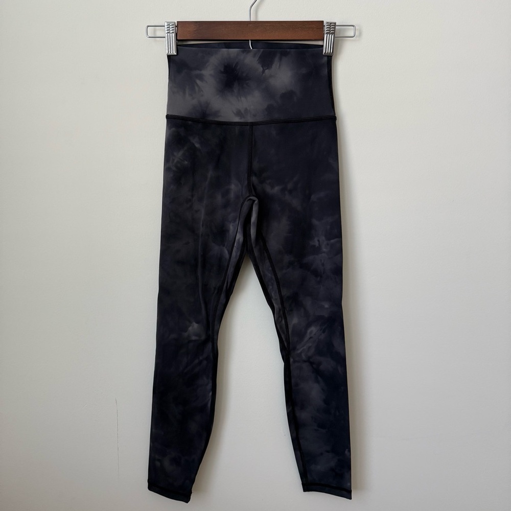 Zyia Active Midnight Hendrix Leggings‎ Black and Gray Tie Dye Size 4 23” Inseam